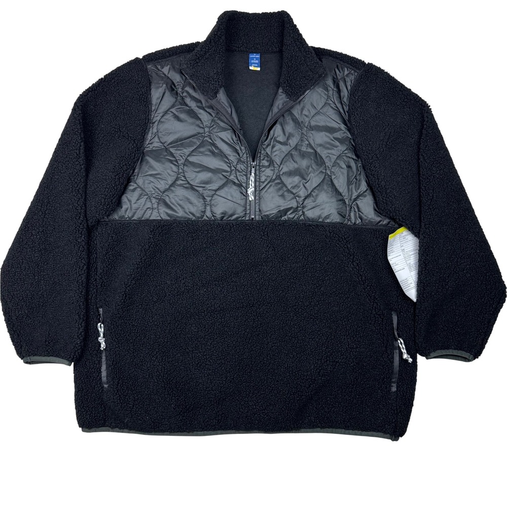 Old Navy Gorpcore Hybrid Sherpa Lined Fleece Quilted Jacket Black M Maternity